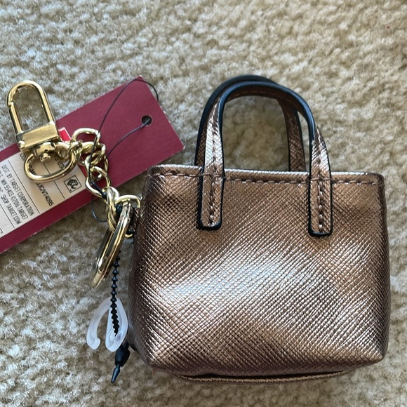 Lot of 4 Merona MINI Tote Keychains/ Bag Charms, 3 metallic and 1 Blue. NWT - Picture 9 of 11